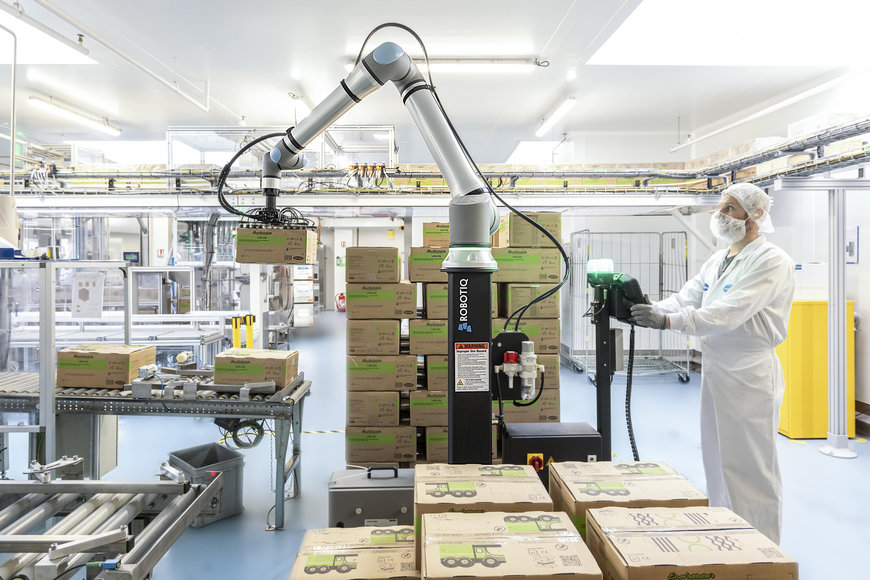 Une solution cl&eacute; en main de palettisation d&rsquo;Universal Robots et Robotiq 